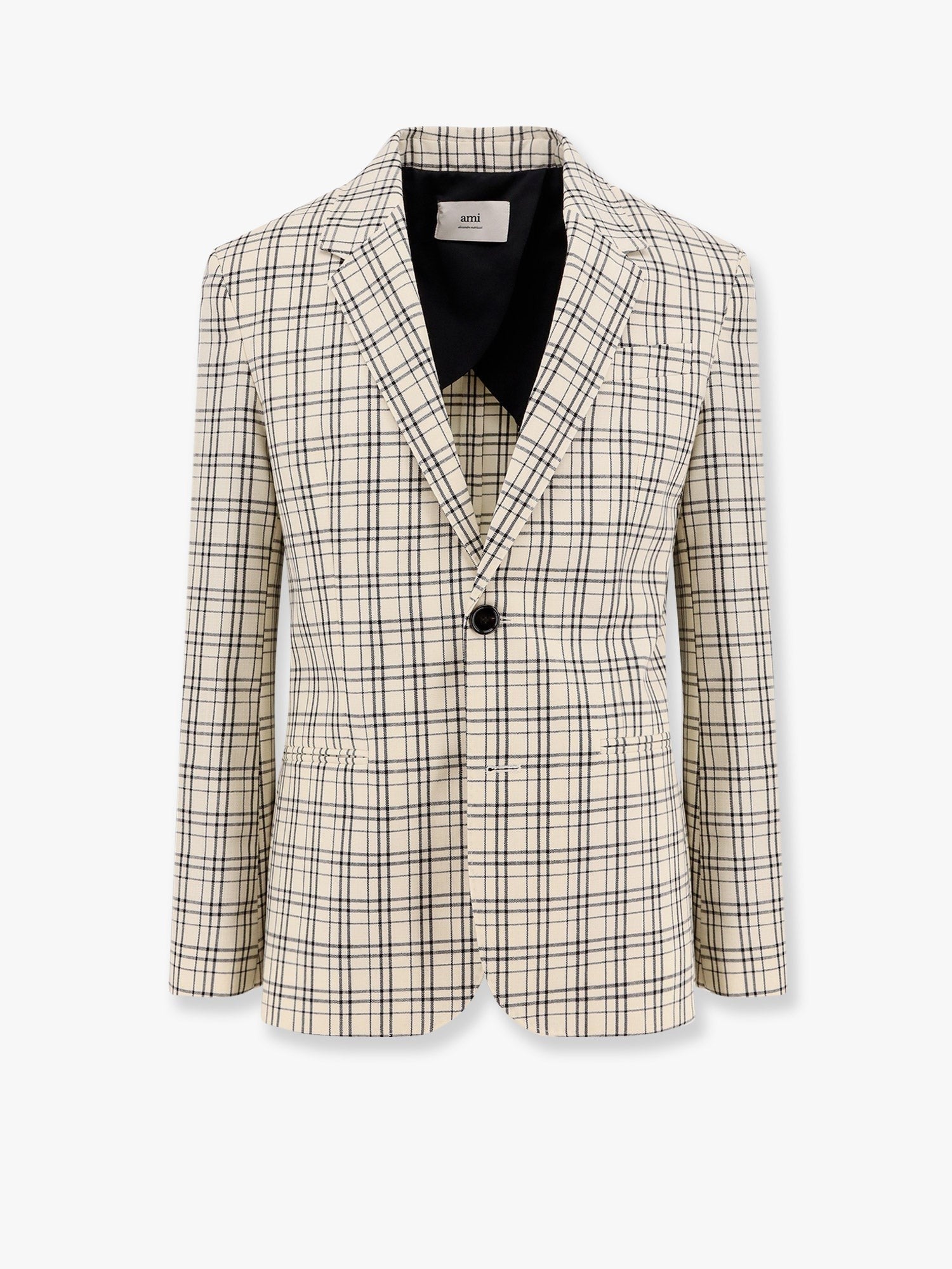 Blazer en laine vierge à motif madras