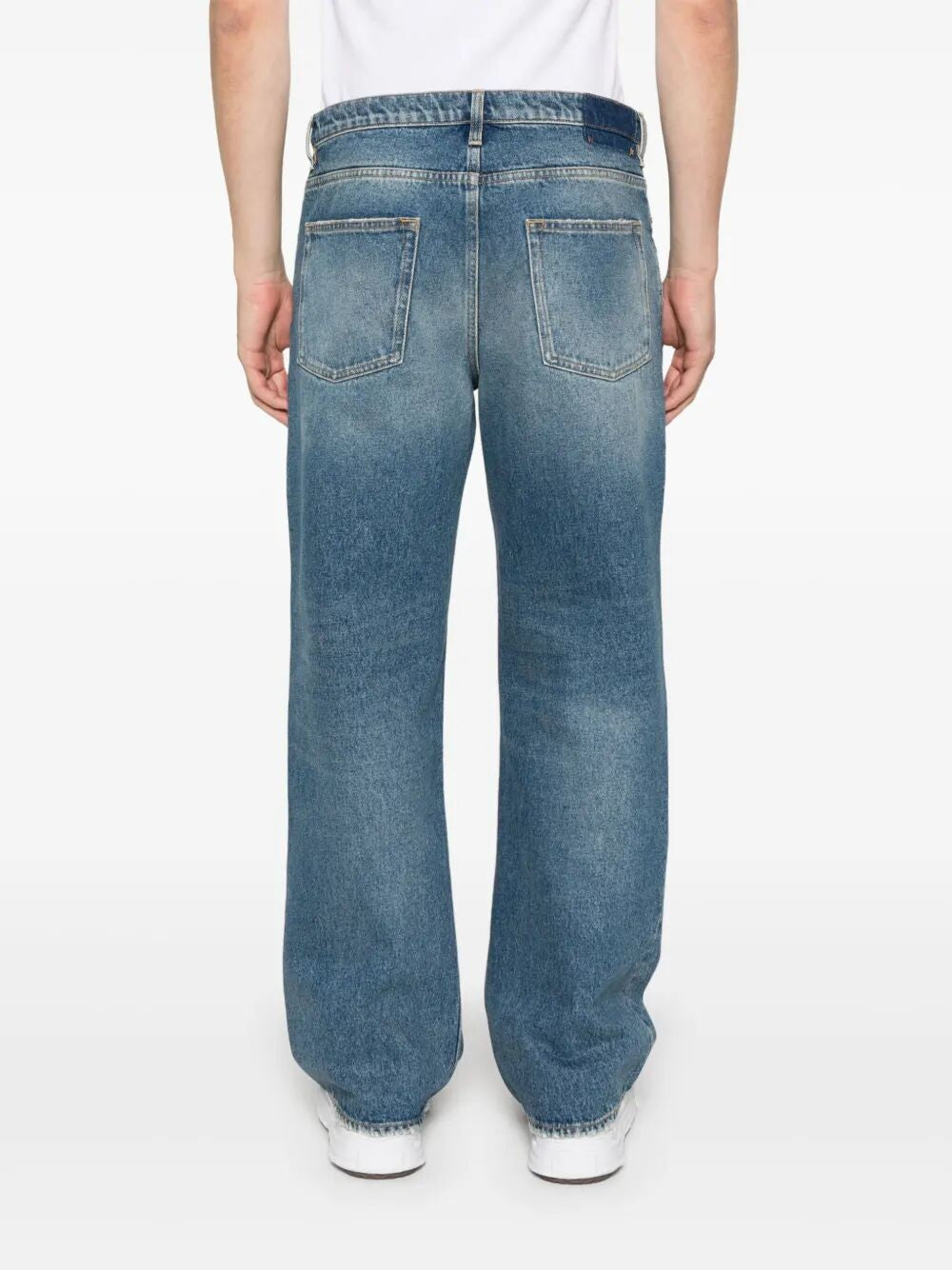 whiskering-effect jeans
