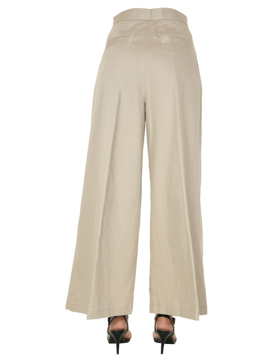 Zip And Button Closure Wide Trousers
