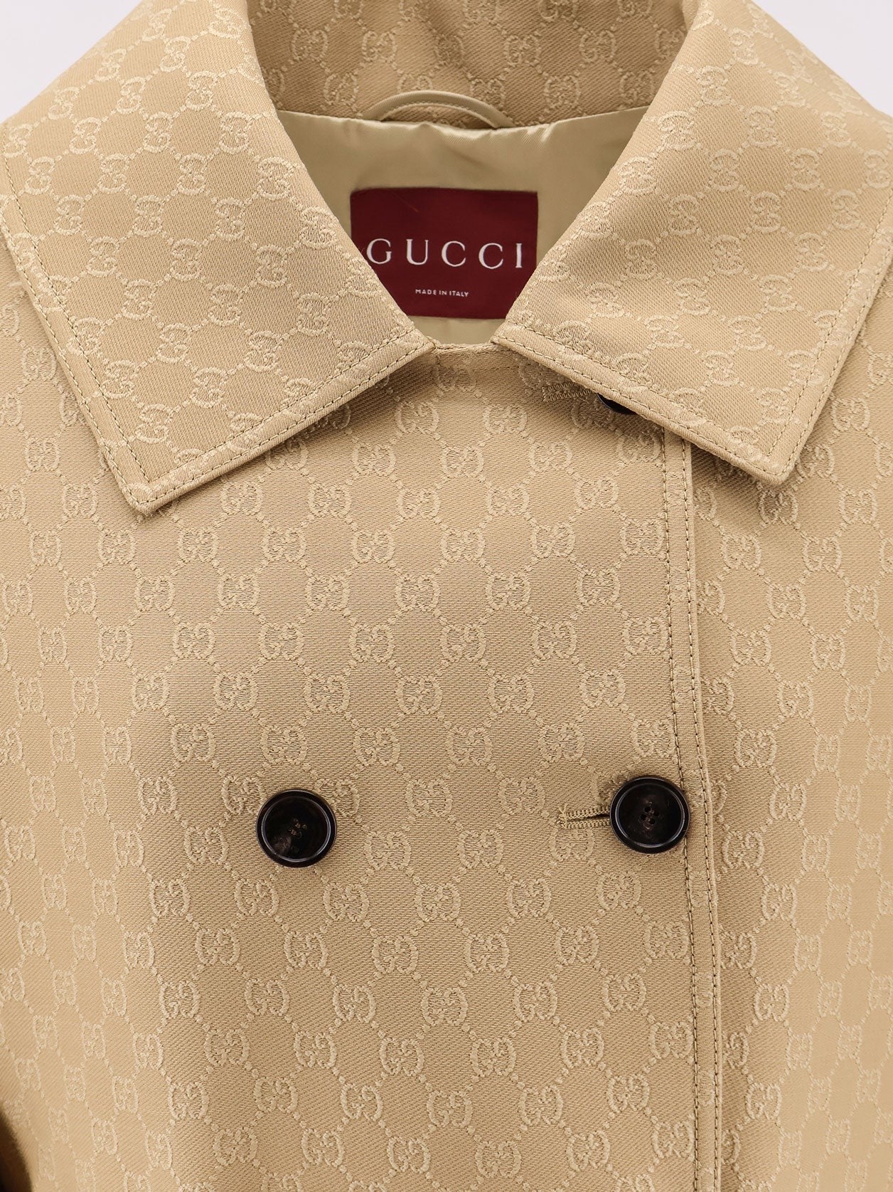 Wool and silk crepe coat with all-over GG motif