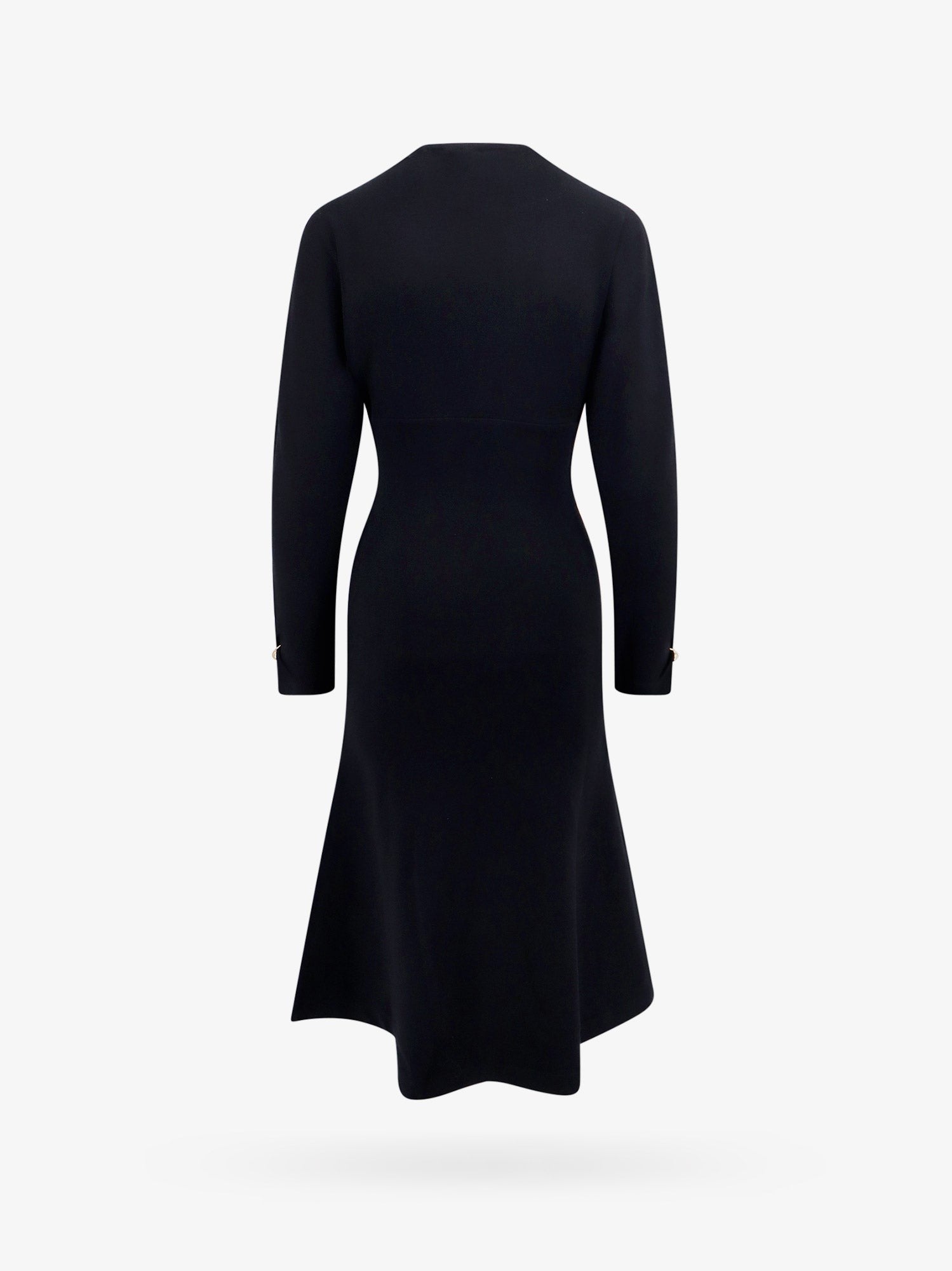 Wide Crew-Neck Wool Blend Dress
