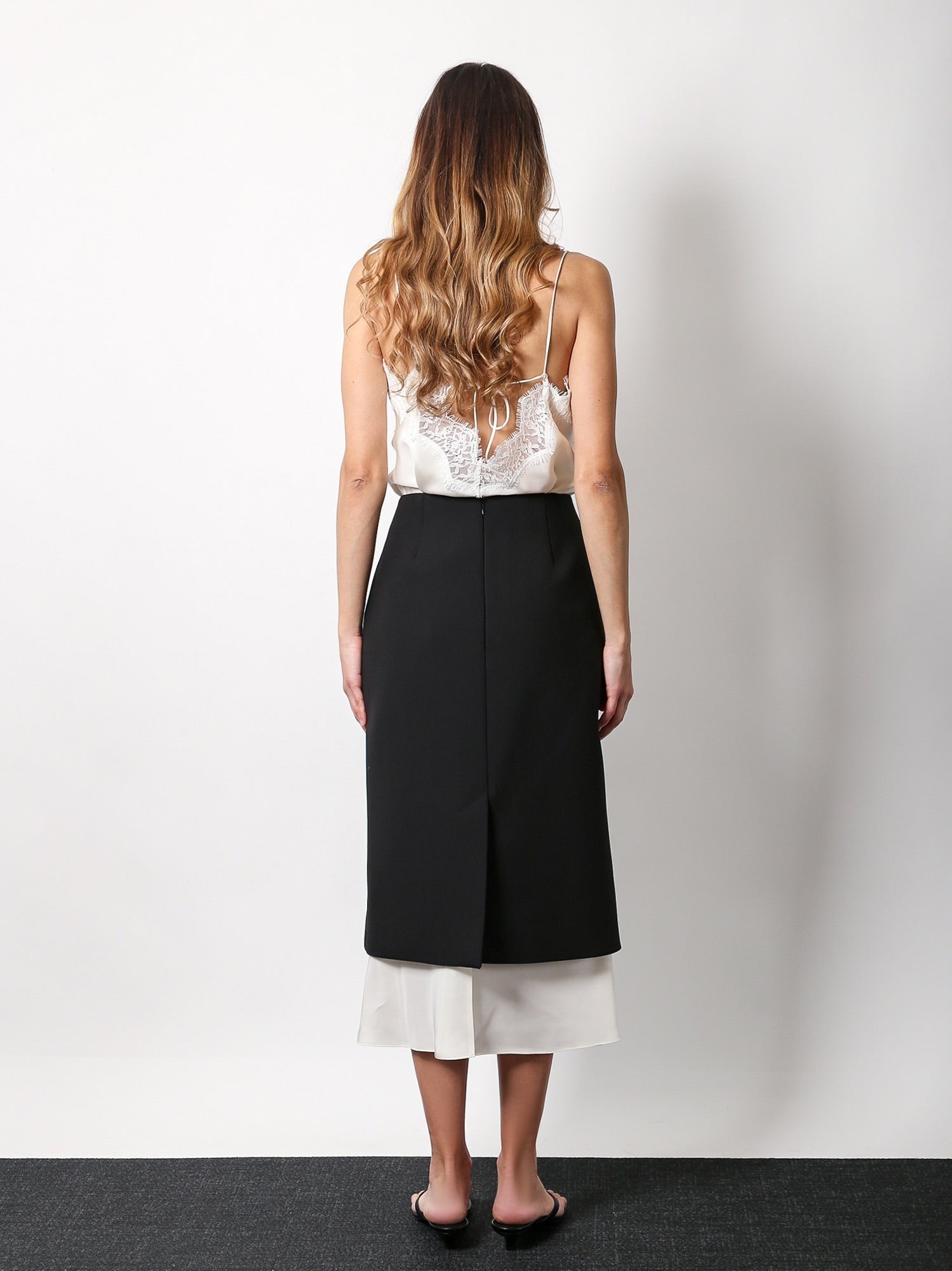 Wool Blend Skirt With Silk Insert